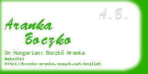 aranka boczko business card